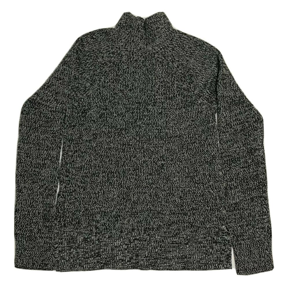Gap Pullover Sweater XS Womens Black White Knit Mock Neck Long Sleeve Stretch